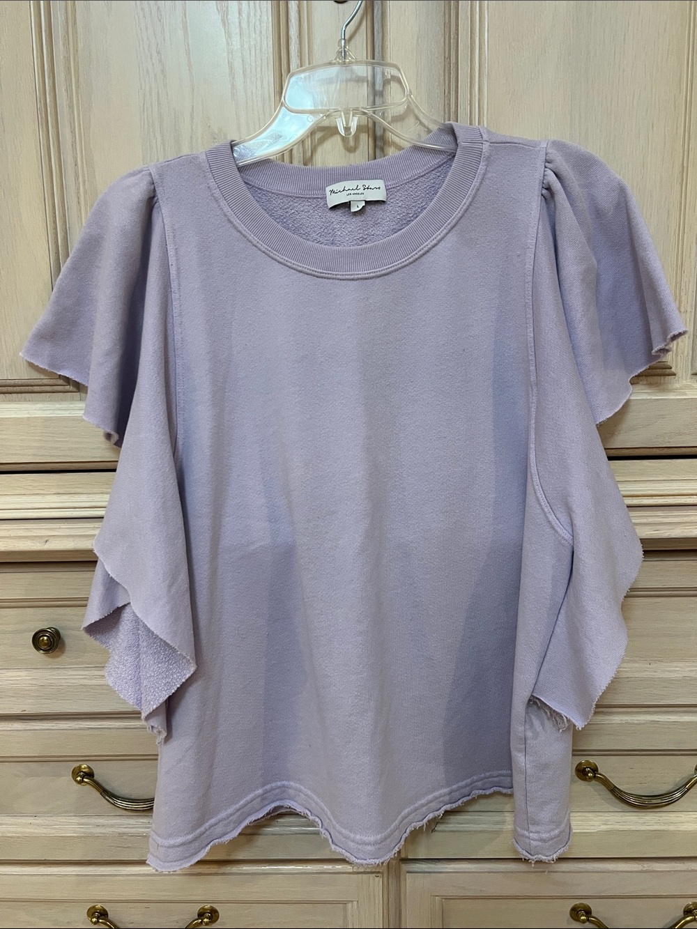 Michael Stars Lavender Ruffle Sleeve Sweatshirt